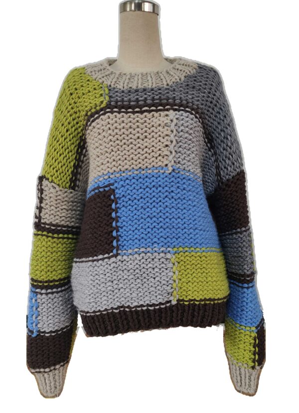 Men's Hand Knit Thick Pullover Handmade Crochet Sweater
