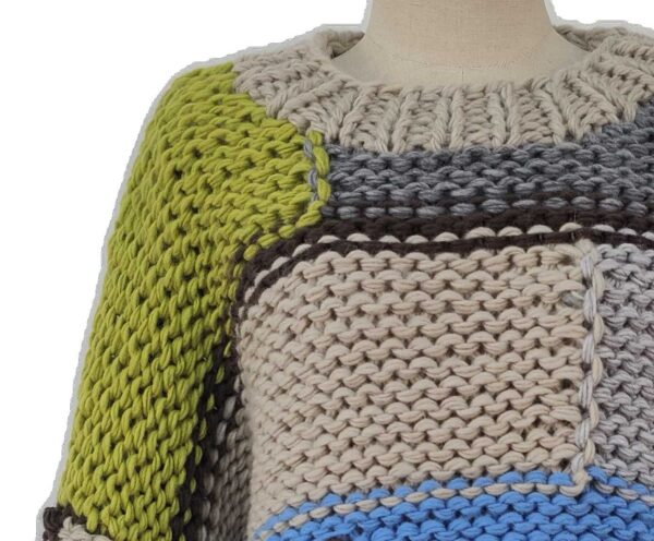 Men's Hand Knit Thick Pullover Handmade Crochet Sweater - Image 3