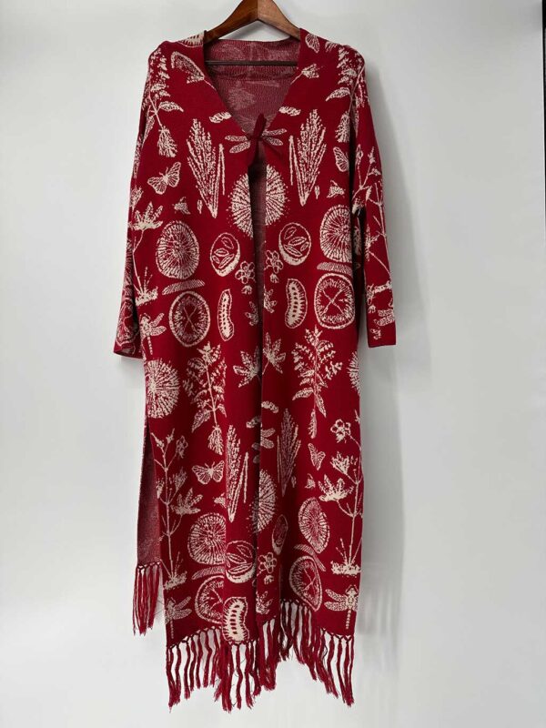 High Quality Jacquard Long Sleeve Women Knitted Overcoat