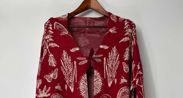 High Quality Jacquard Long Sleeve Women Knitted Overcoat - Image 3