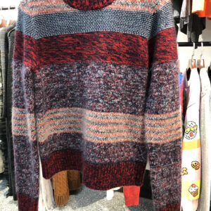 Men's Custom Jacquard Colour-stripe Knitwear Winter Pullover Crew-neck Fashion Knit Sweater