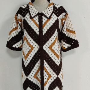 Custom Logo Summer Knitted Top Knitwear Cotton Cardigan Button up Fashion Short Sleeves Men Crochet Shirt